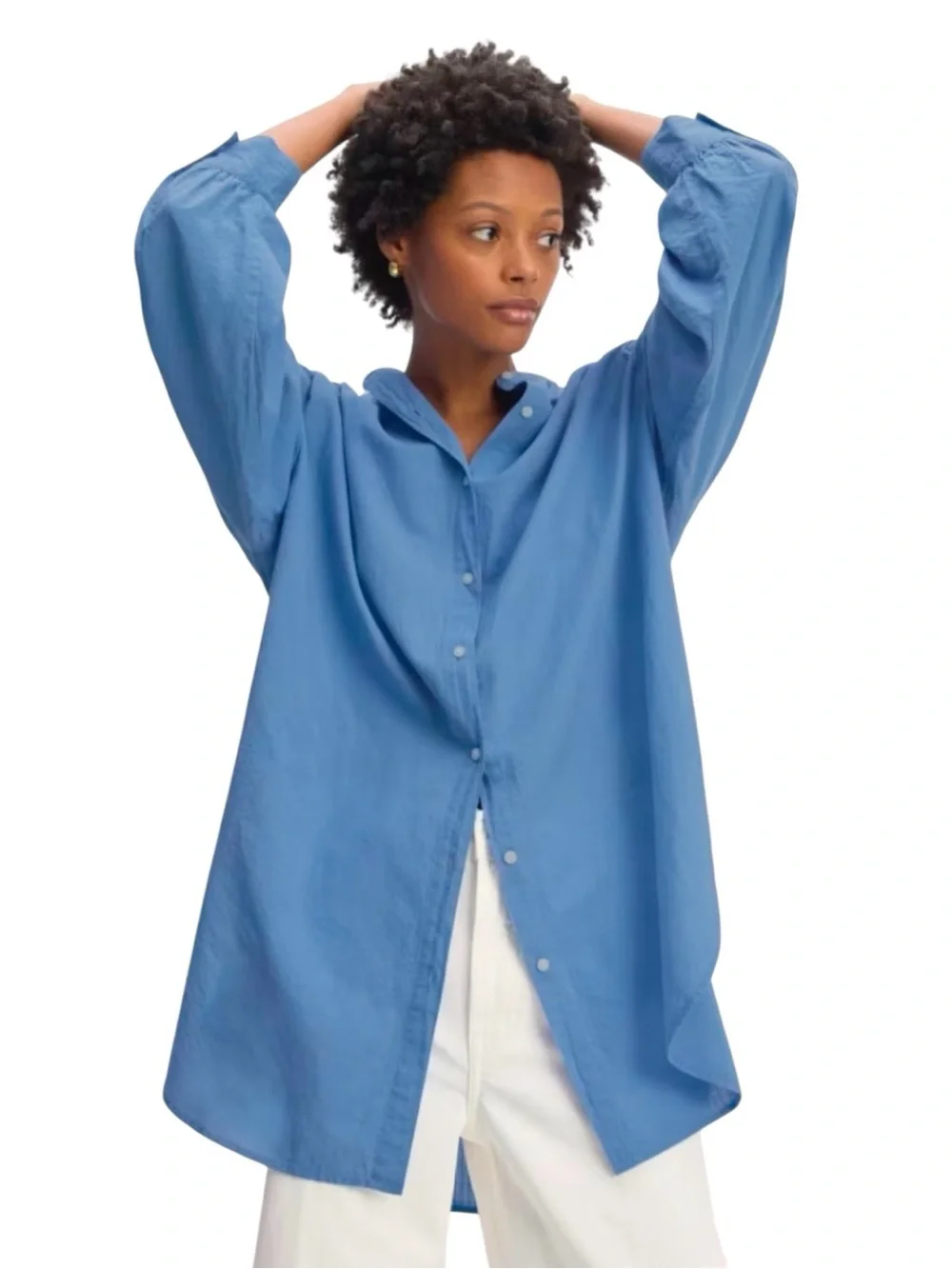 NWT Everlane Gauze Oversized Button Up Shirt Blue Opal Womens Size Large / XL - Picture 15 of 15